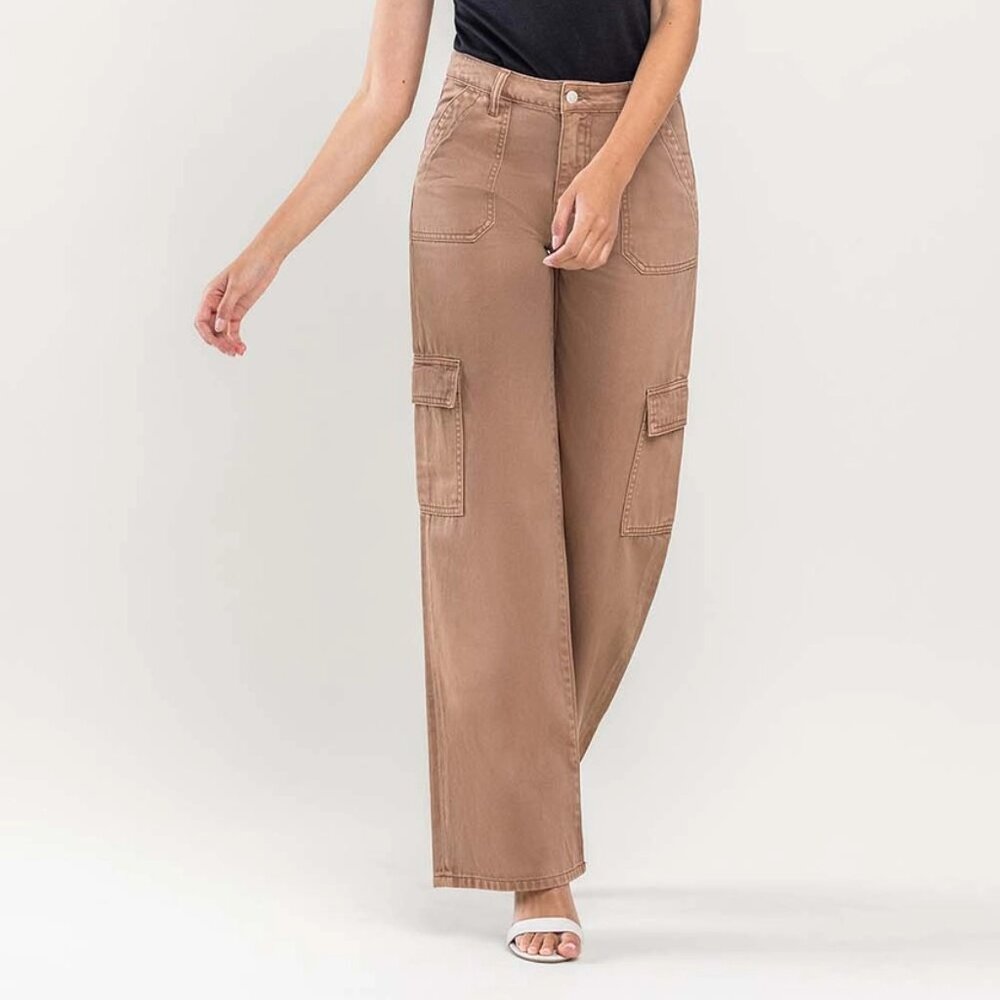 031 - High Rise Utility Cargo Wide Jeans in Sinopia Fresco - Picture 1 of 4